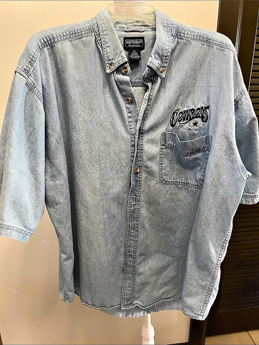 Southbay Dallas Cowboys Men's Denim Snap-Front Shirt in Blue